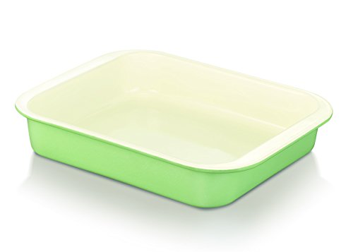 Beka plat à four émail 25x21 cm vert pastel gratin