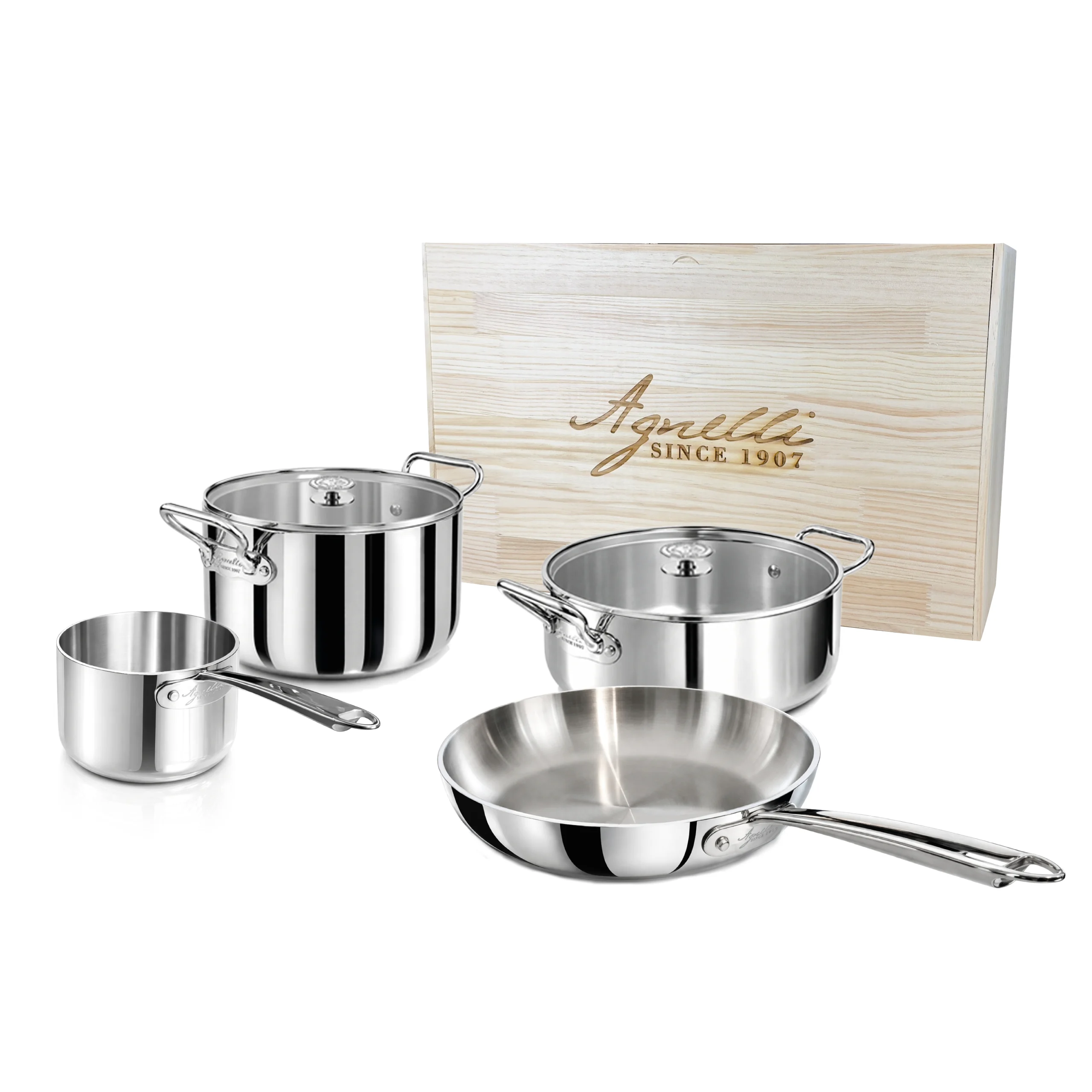 Agnelli Aluinox 5Ply batterie 6 pièces inox induction