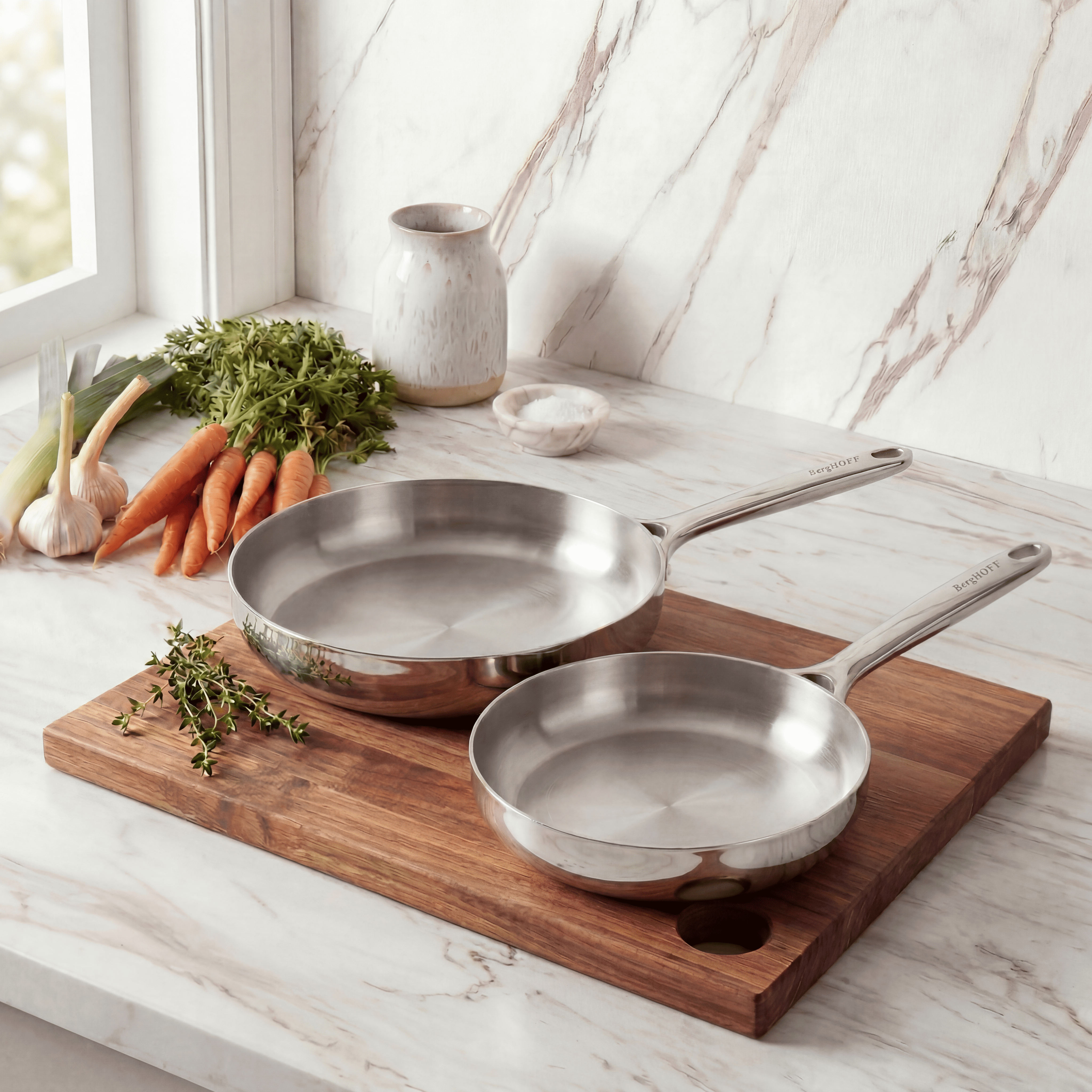 Berghoff Belly duo poêles inox 20 et 24 cm