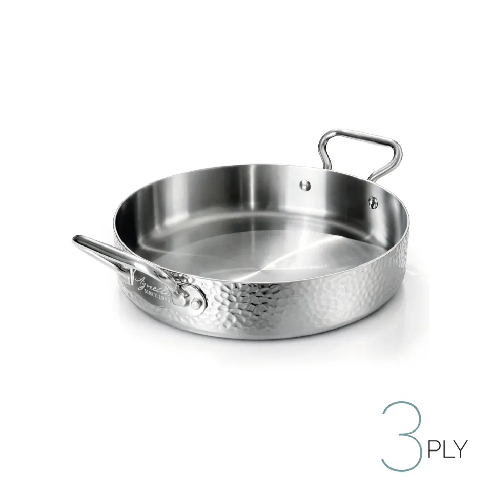 Agnelli Aluinox 3ply faitout inox martelé 2 poignées