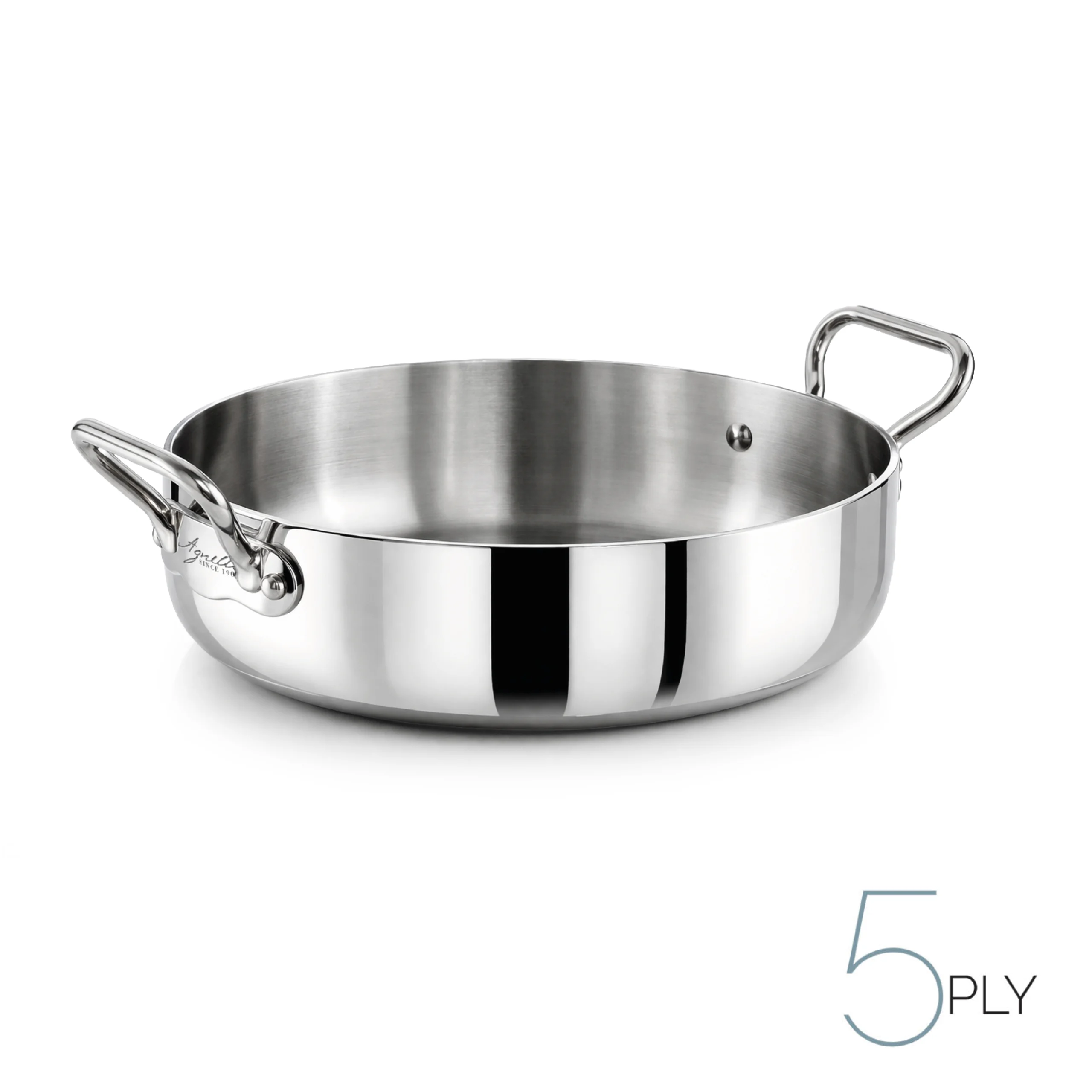 Agnelli Aluinox 5ply rondeau inox 2 poignées induction
