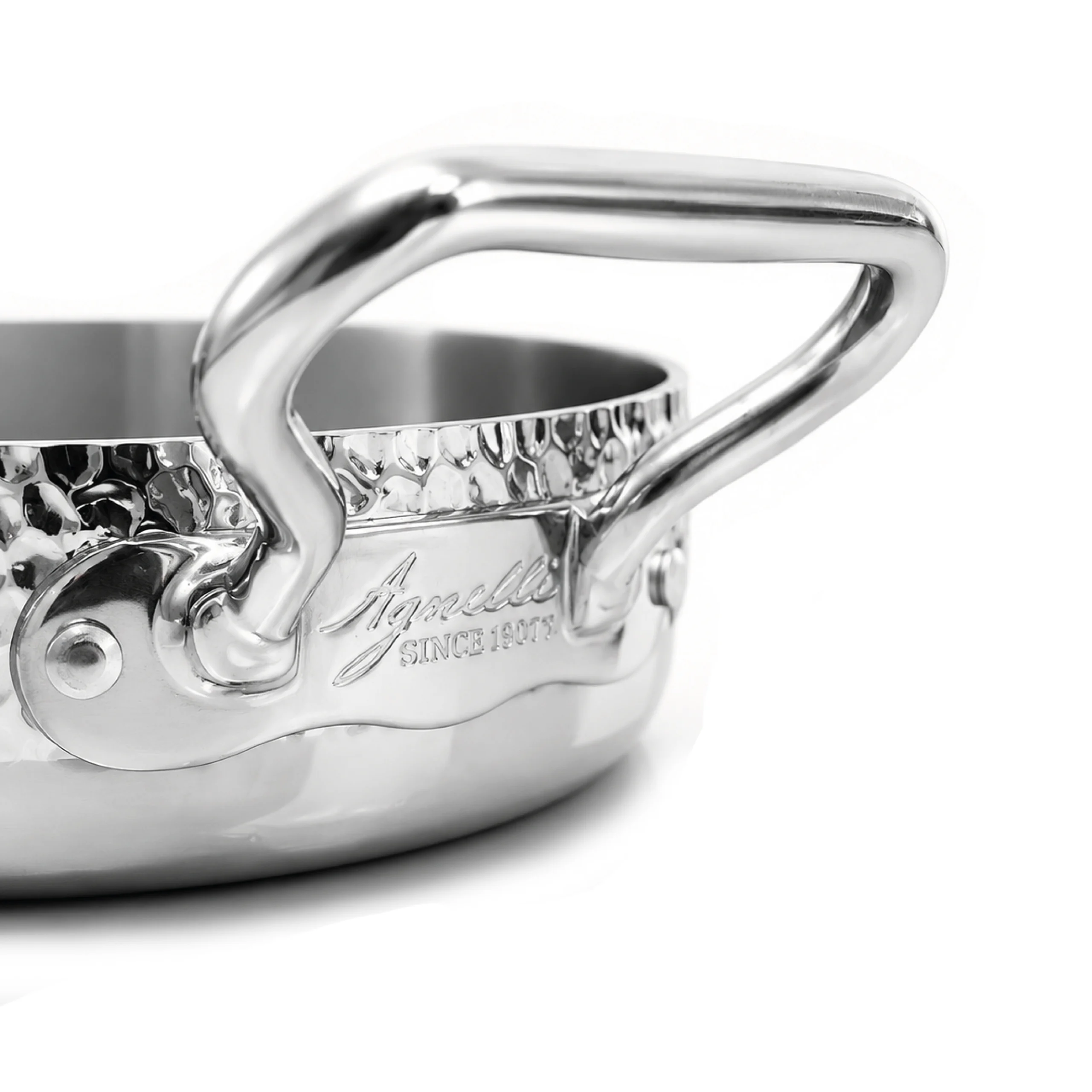 Agnelli Aluinox 3ply faitout inox martelé 2 poignées