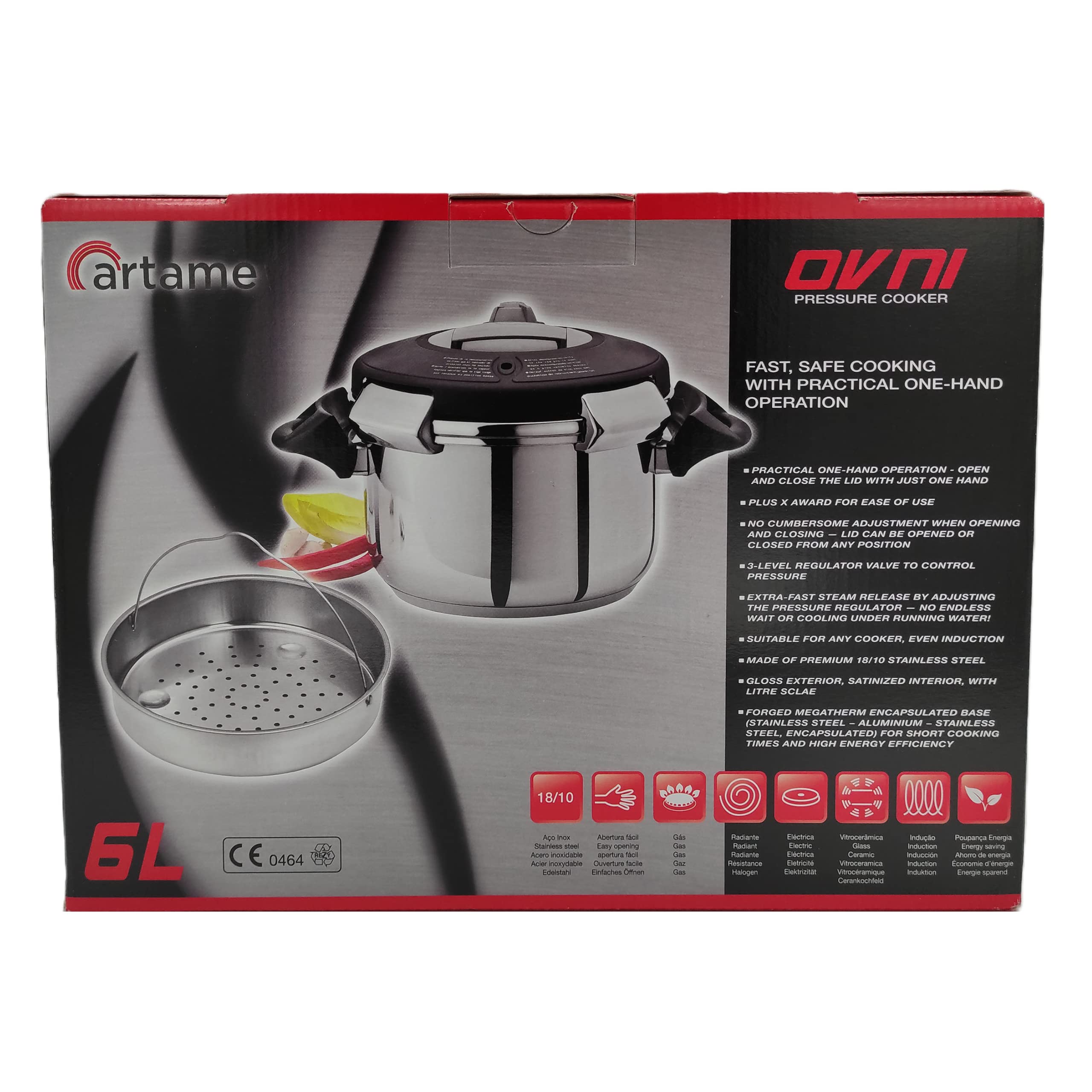 Artame Cocotte à Pression ART38304 Autocuiseur inox 4 L