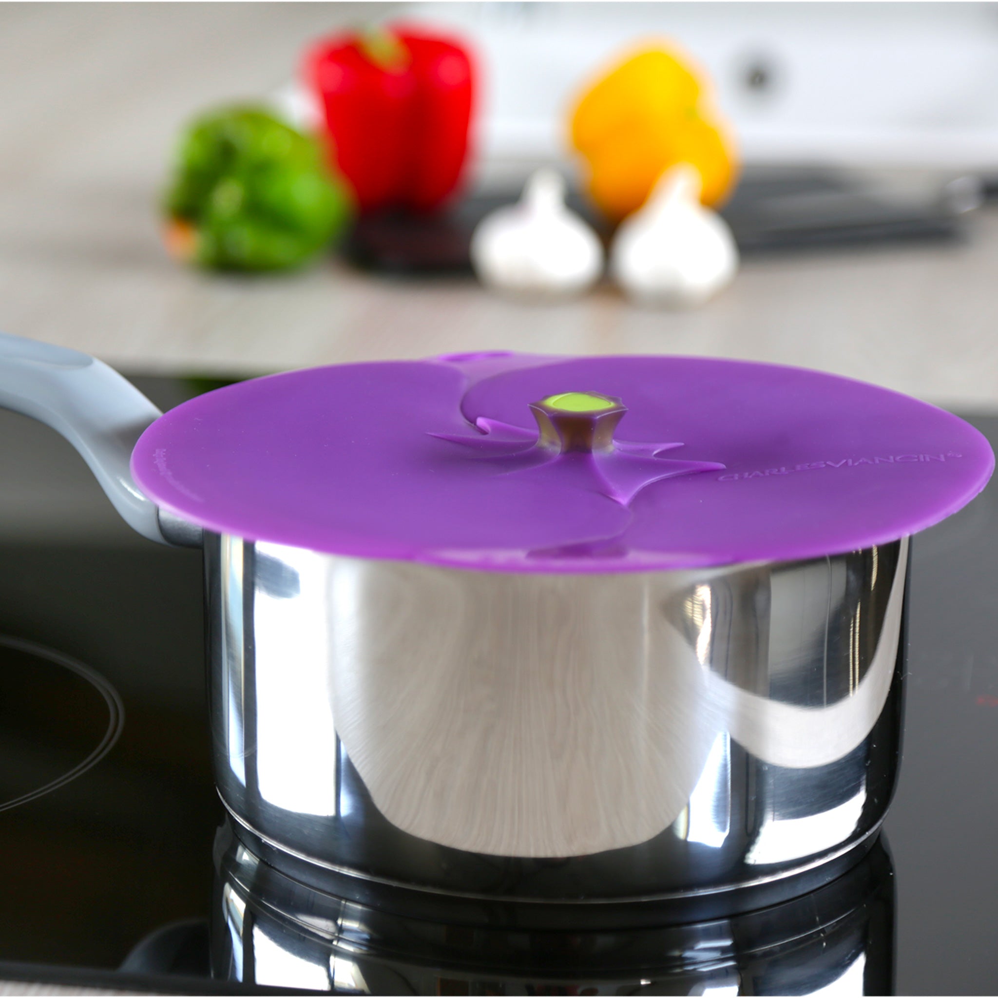 Charles Viancin Eggplant couvercle silicone 20 cm hermétique