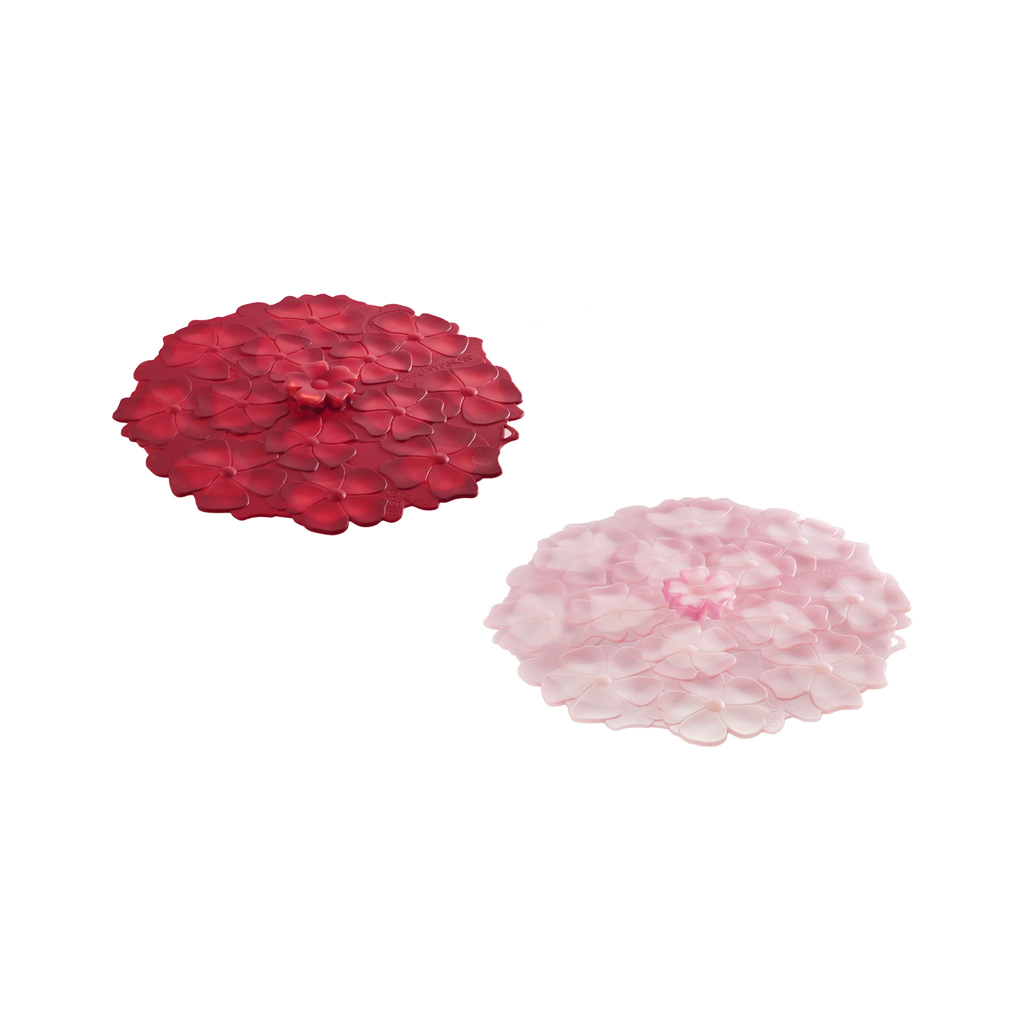 Charles Viancin Geranium couvre-verre silicone lot 2