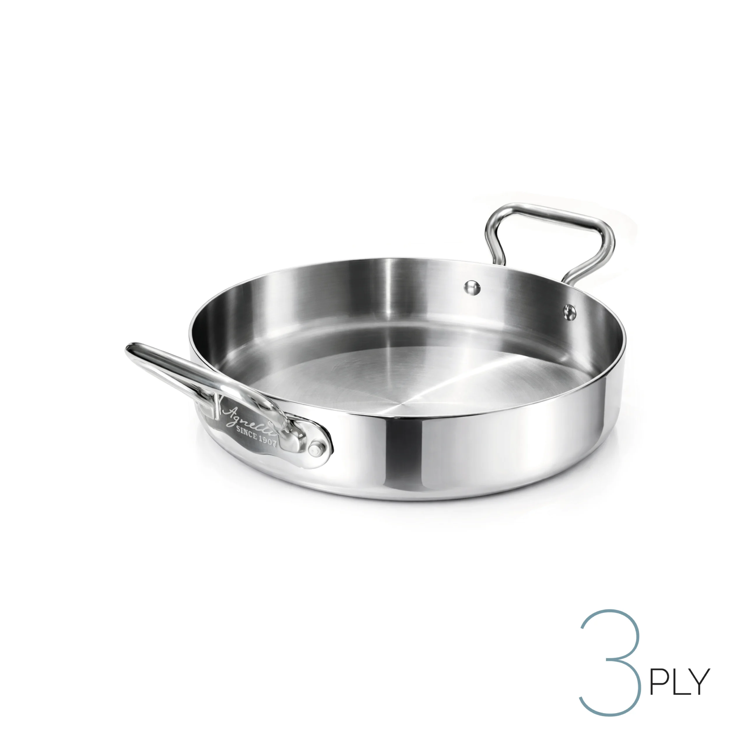 Agnelli Aluinox 3ply Faitout inox 2 anses induction